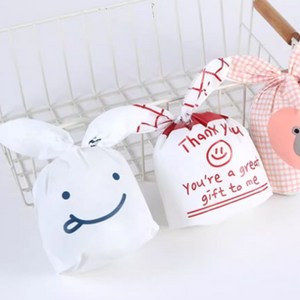 위시스튜디오 귀여운 구디백 묶는 포장 봉투 선물 답례품 묶는 보자기 간식 소형, 50매입, C.토끼별