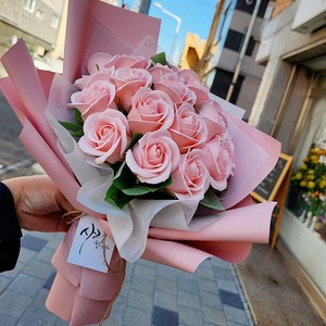 지나로즈 고품격 피치핑크 비누꽃 졸업식꽃다발 생일 기념일 여자친구 꽃 선물, 1개