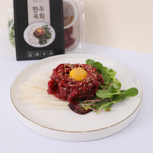 [태백정육점] 당일작업 1+등급 한우 육회 세트(육회+야채+특제육회양념 포함), 1개, 400g