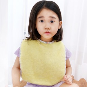 [1+1] 뽀송 아기 유아 아동 어린이집 세안 수유 타올 타월 턱받이 워시빕 수건, [추가증정]차콜-먹색플라워, 옐로우-화이트플라워