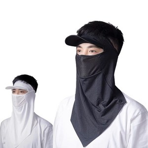 9YOUNG 아웃도어 자외선 차단 냉감 쿨마스크 남녀공용 다용도 아이스 모자챙마스크, 블랙