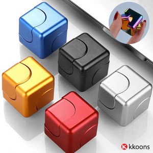 꾼스 4세대 스트레스해소 집중력 고급 메탈 큐브 피젯 스피너, 블루, 1개