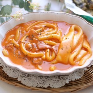 은영이떡볶이 밀떡 4가지 맵기조절 쌀떡 짜장 떡볶이 로제 떡볶이 어묵탕 모듬튀김, 3_분모자 로제떡볶이(2인분), 1개