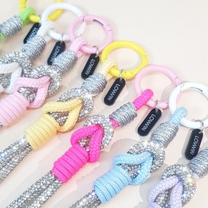 로윈 큐빅 손목스트랩 메탈 태그홀더 크리스탈 핸드폰스트랩, 1개, 메탈_블랙+핫핑크