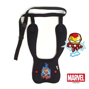 마블 짱구 어린이 어깨끈 패드 버스 카운티 미니버스 고속버스 카운티 2점식 안전벨트 가드, 마블 아이언맨(블랙)