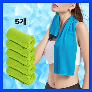 로벨스 1초 흡수 아이스 스포츠 쿨타올 운동 등산 쿨수건, 5개, 라이트그린