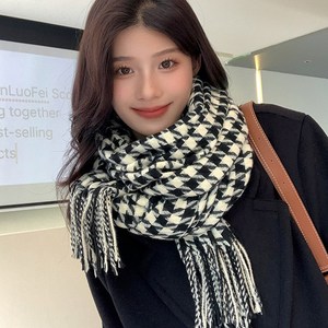 라블라네 오버사이즈 하운드 체크 숄 머플러 목도리
