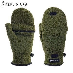 [나인스토리] 와플 오픈 미트 글러브 (카키) 겨울 플리스 벙어리 장갑, KHAKI