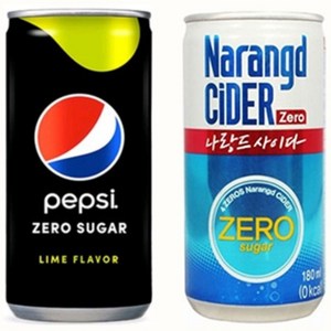 펩시콜라제로190ml 나랑드사이다제로180ml 2가지맛 각15캔 총30캔, 190ml, 30개