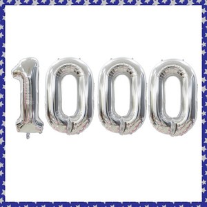 파티브로 숫자풍선 32인치(70cm) 생일 기념일 이벤트 포토존 꾸미기, 1000일, 1개, 비비드실버