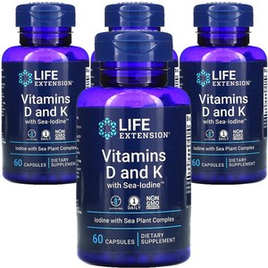 라이프익스텐션 비타마인드 D 앤 K 캡슐, 60정, 4개