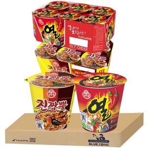 블루존 진짬뽕 소컵라면 75g (6입)+ 열라면 소컵라면 62g (6입)
