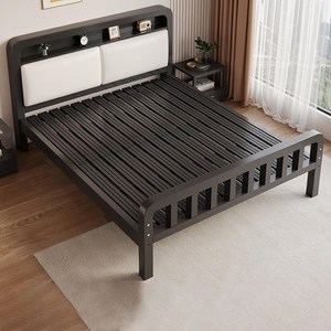 퀸사이즈 철제 프레임 침대 원룸 패밀리 트윈 안방 침대, 블랙(B)