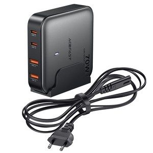 ACEFAST 70W 탁상용 GaN 충전기 4포트 초고속 멀티충전기 C타입 PD 고속충전기, 1개, 블랙
