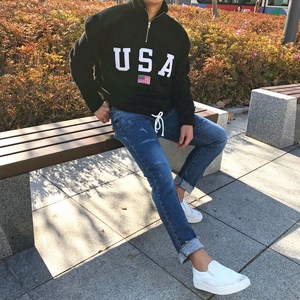 빠델 USA 남자 양털 아노락 반집업 후리스 맨투맨