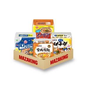 마자킹 봉지라면 순하군 세트(진라면순한맛5 너구리순한맛5 안성탕면5 스낵면5)