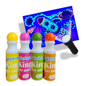 따블리에 잘지워지는 형광 도트 물감 마카+UV랜턴(건전지미포함), 1개세트+UV랜턴