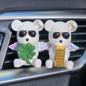 힐링센트 럭키 베어브릭 차량용 방향제 세트, 블랙체리