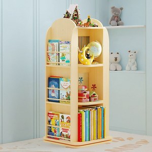 템보르 견고한 이동식 라운드 회전책장 수납장 교구장 책꽃이 원형 대용량 원목 360도 거실 3단 4단, 무코팅