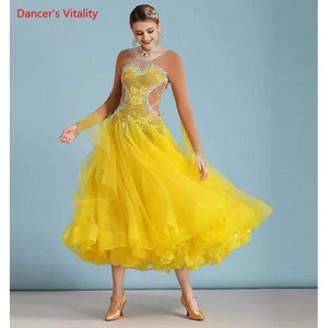 Mine10 댄스 왈츠 드레스 여성 원피스, YELLOW 드레스