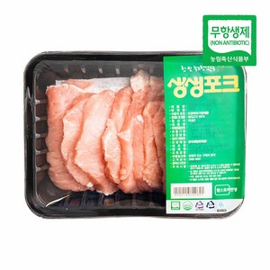 생생포크 무항생제 돼지고기 등심 돈까스 고기 600g, 1개