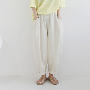 애플망고옷장 빅사이즈 720린넨수박단추 벌룬배기 허리밴딩 면바지 팬츠 여름 간절기 팬츠