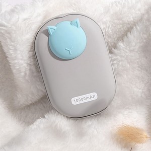 크리스마스 귀여운 애니멀 캐릭터 손난로 보조배터리 10000 mAh 대용량 고속충전 KC인증, 그레이/캣