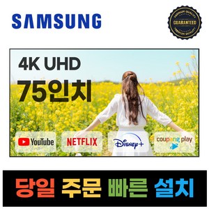 삼성전자 75인치 23년형 크리스탈 UHD 스마트 LED TV 75CU7000 넷플릭스 유튜브 디즈니, 지방벽걸이설치