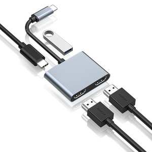 아모란나 4in1 C타입 듀얼모니터 HDMI 멀티 USB 허브 분배기 4K, 4in1 멀티허브 4K (Hdmi*2/PD/USB_A), 혼합색상