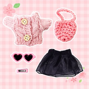 로앤제이 모루인형 봄옷 의상 소품 세트 모루 꾸미기 재료 악세사리 부자재 10cm 15cm, 핑크 나들이 코디, 1개