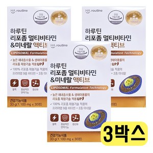 [정품] 하루틴 리포좀 멀티비타민 미네랄 액티브 1 100mg 30정 하루틴비타민 하루틴리포좀비타민, 3개