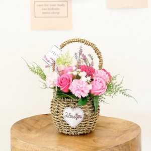 조아트 비누꽃 로즈마리 카네이션 바구니, 로즈마리 카네이션 바구니 핑크