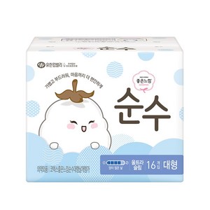 좋은느낌 순수 생리대 날개형, 대형, 16개입, 1개