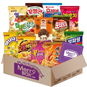 스낵세트 12종(새우깡+꿀꽈배기+오징어집+바나나킥+포테토칩먹태깡+양파링+벌집핏자+알새우칩+자갈치+빵부장초코빵+오징어땅콩+꼬깔콘)+메세지카드, 1박스