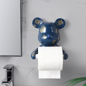 크크섬 화장실 욕실 인테리어 두루마리 휴지걸이 무타공 접착식, 2.레터링베어, 블루, 1개