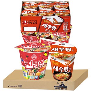 블루존 새우탕 소컵라면 67g (6입)+진라면 매운맛 소컵라면 65g (6입)