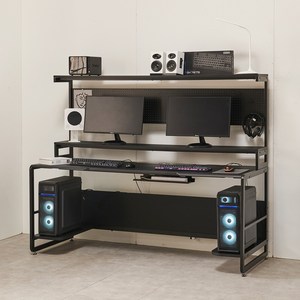 상도가구 프로몬스터 1800 확장형 게이밍책상 컴퓨터책상, 블랙