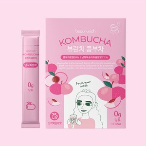 뷰런치 콤부차 납작복숭아맛 / 당류 제로 / 15kcal / 제로탄산 / 다이어트 / 유산균, 1박스, 15개입, 5g
