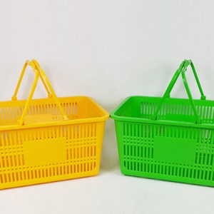 광신화학 플라스틱 손잡이 시장 마트 장 쇼핑 바구니, 1개, 바구니(왕대)노랑