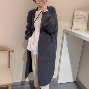 HAYIYA 여성 가을 겨울 루즈핏 편안한 롱 V넥 가디건 니트 아우터