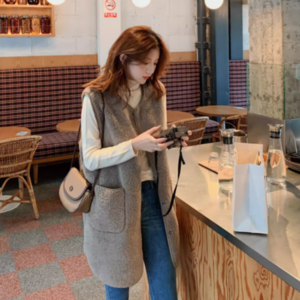 라비쉬몰 양털 롱조끼 지퍼 후리스 털조끼 뽀글이 베스트