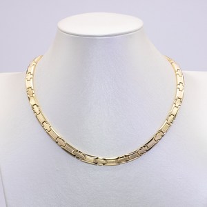 [사노피아] 희토류 게르마늄 건강목걸이 건강팔찌 토파시오 티타늄목걸이 스포츠목걸이 자석목걸이, 목걸이 팔찌 세트, 여성, 골드, 1개