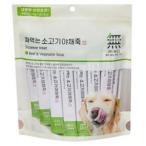 바우와우 무마진 짜먹는 보양간식 35P 강아지츄르 삼계탕죽/황태연어죽/소고기야채죽, 2개, 소고기야채죽35P, 490g