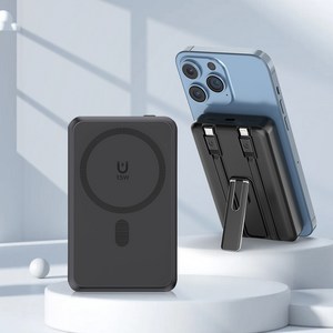 VergHatia 대용량 맥세이프 보조배터리 20000mAh 고속충전 15W 자기흡입 무선 급속충전, 블랙, M2-20000mAh