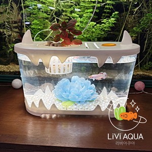 리비아쿠아 안깨지는 할로윈 어항 미니어항세트 수경재배 조명포함, 화이트, 1개