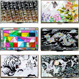 자개 명함케이스 나전칠기 명함지갑 카드지갑 명함꽂이 명함집 한국 전통 기념품 외국인 선물, 17/목단, 1개