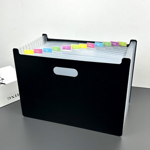 ITAR 스탠딩 13칸 아코디언 도큐먼트 파일 홀더, 가로형, 1개, 블랙