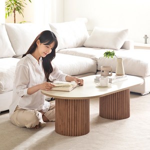 프롬홈 마들렌 템바보드 수납형 거실 소파테이블 2Size 2Colors, 월넛화이트
