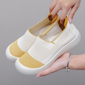 swygsqql 신품 여성 가벼운 발편한 슬립온 여름 메리제인 메쉬 슬립온 끈없는 운동화 중년여성신발 WXR0588
