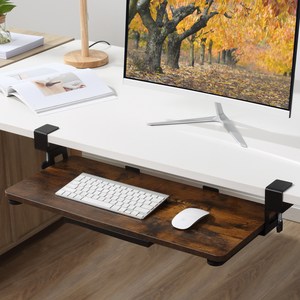 ETHU 데스크 확장 선반 키보드 거치대, Brown, 1개